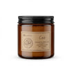 Ecodrop Coco Sandalwood soy wax candle 100g in an amber glass jar on white