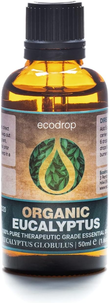 Organic Eucalyptus essential oil in 50ml presented by Ecodrop