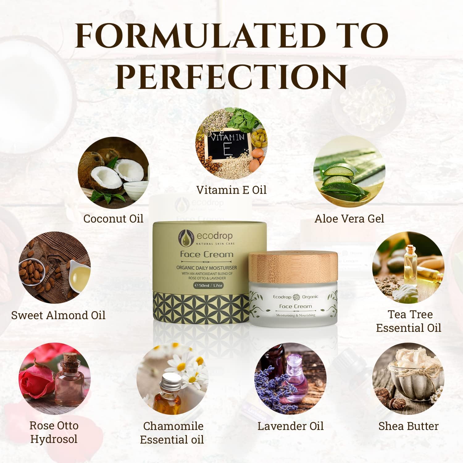how ecordop's organic face cream formulated by using different ingredients