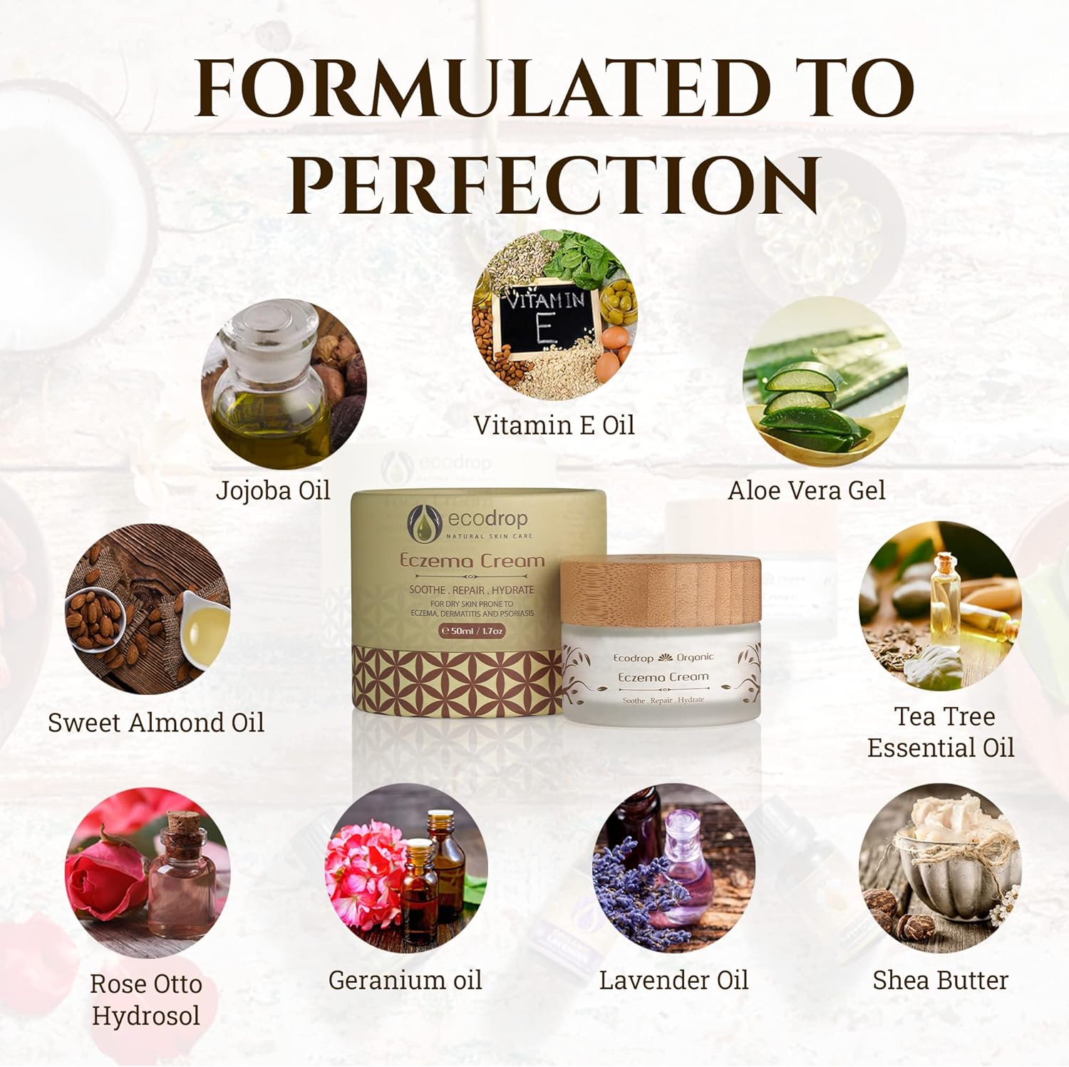 how ecordop's organic eczema face cream formulated by using different ingredients