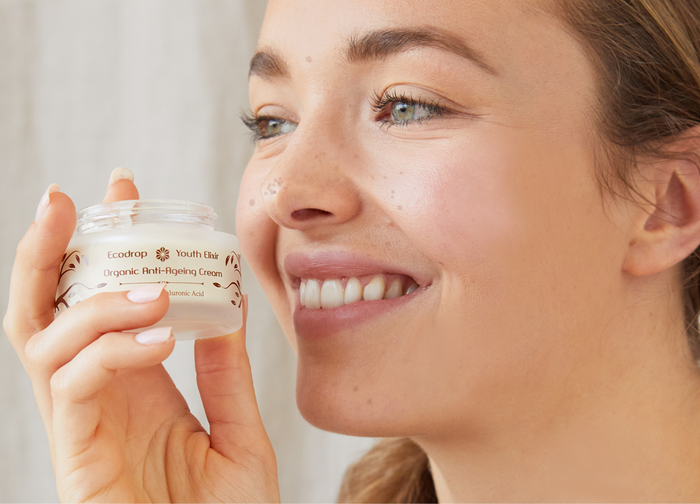 Face before using organic anti-ageing cream