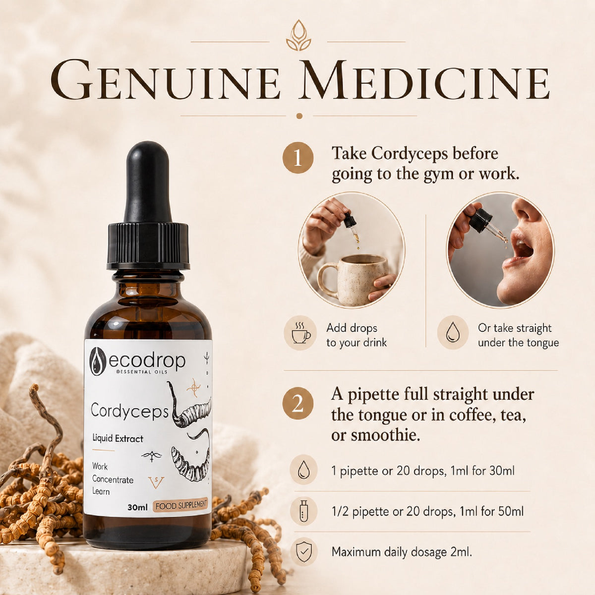 How to use Cordyceps mushroom tincture