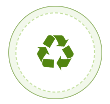 Sustainability Logo - which represents core value and we try to use eco friendly, biodegradable or recycled packaging for all of our products.
