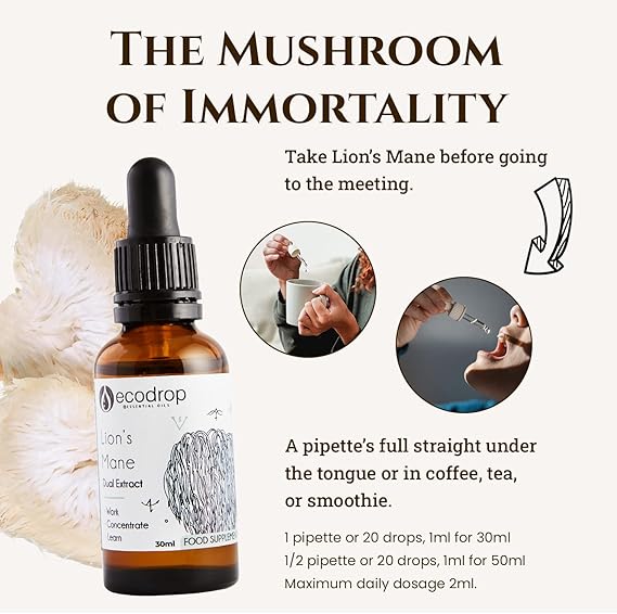 Organic Nordic Lion's Mane Mushroom Double Extract Liquid - ecodrop