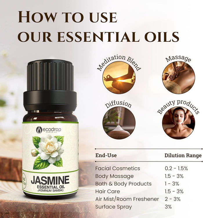 Pure Jasmine Essential Oil, 5ml - ecodrop