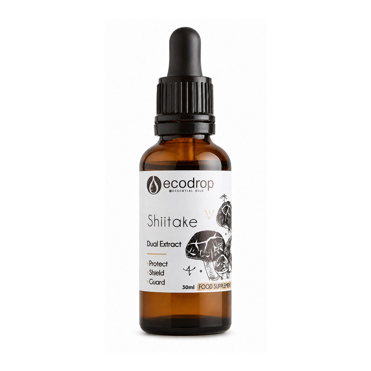Organic Shiitake Mushroom Dual Extract 30ml tincture bottle