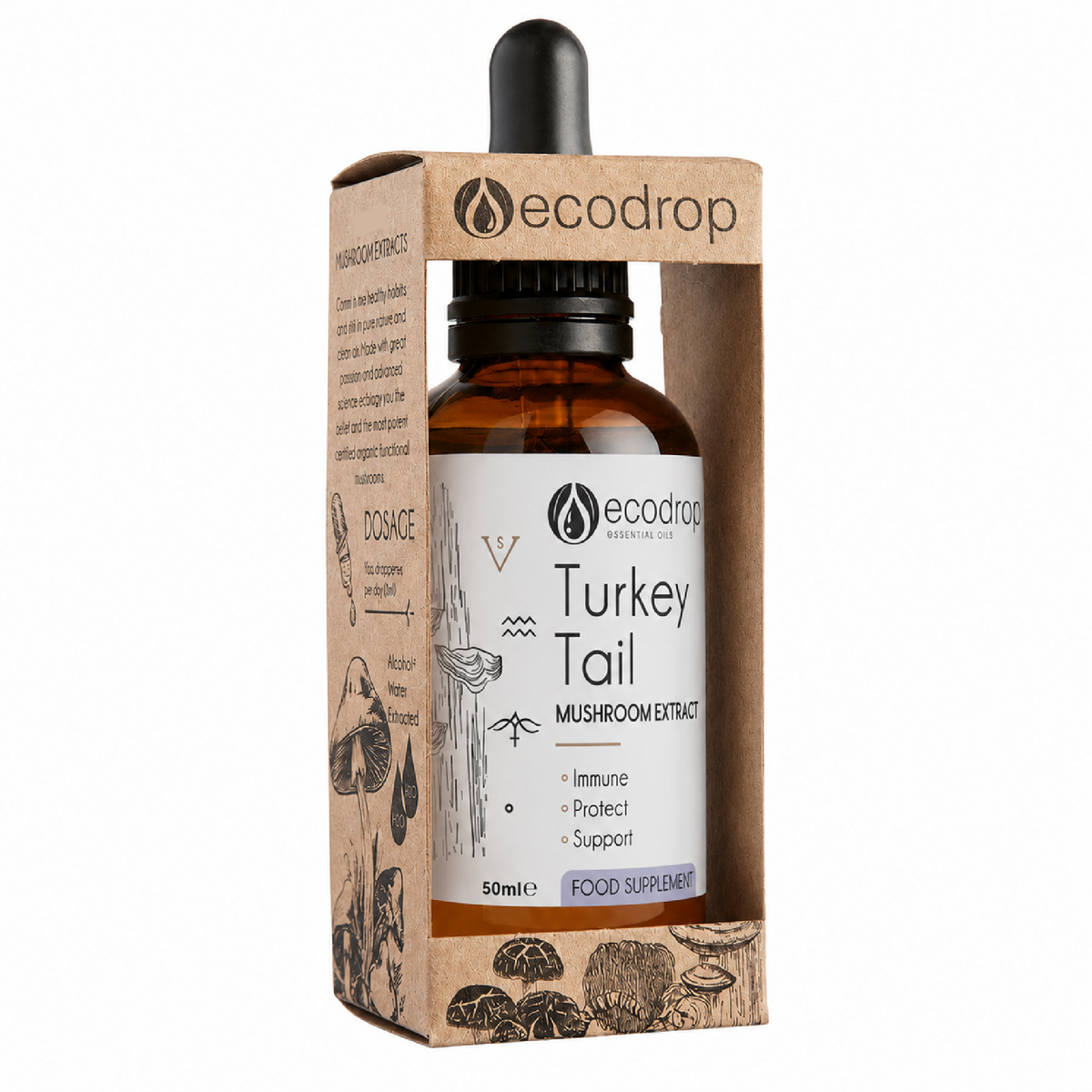 Nordic Turkey Tail Mushroom Dual Extract 50ml with kraft box #Quantity_50ml