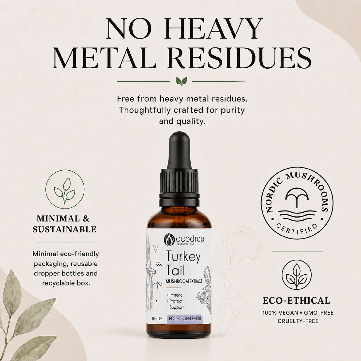 Turkey Tail tincture - no heavy metal residues, minimal sustainable packaging