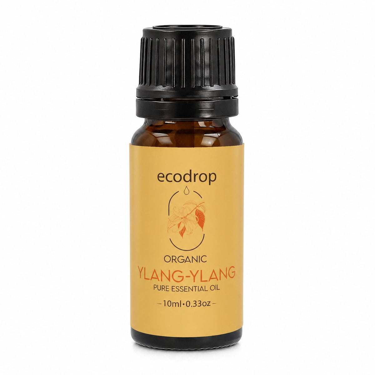 Organic Ylang Ylang Essential Oil 10ml amber dropper bottle with yellow ecodrop label