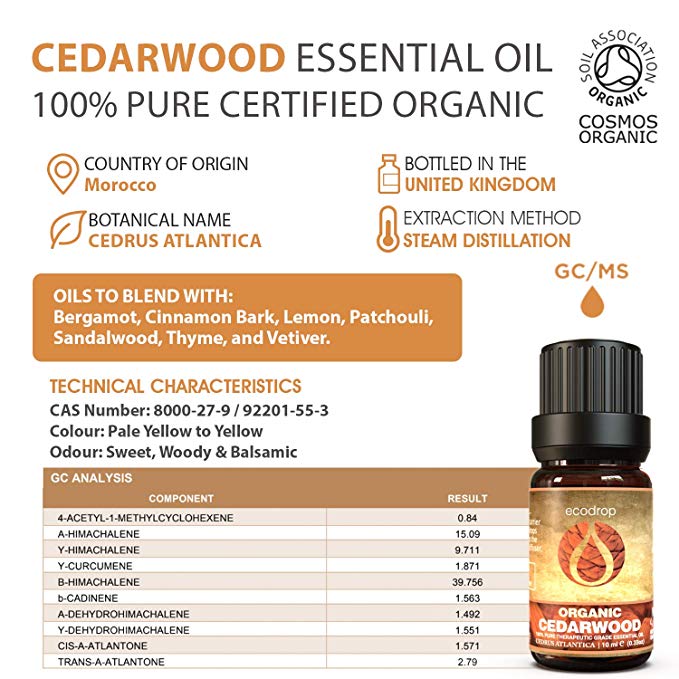 Organic Atlas Cedarwood Essential Oil, 10ml - ecodrop