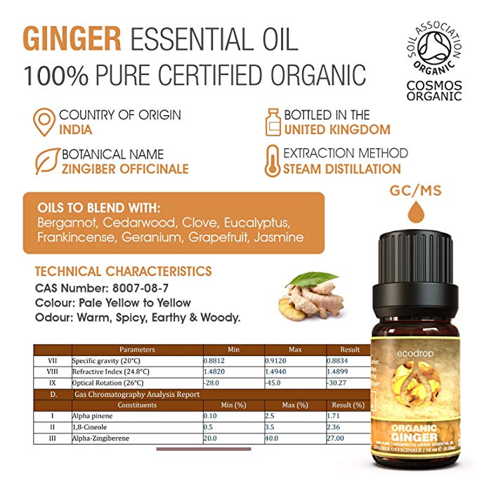 Organic Ginger Essential Oil, 10ml - ecodrop