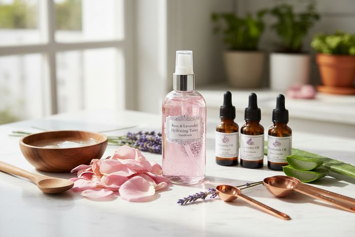 Homemade organic skincare ; Night toner with essential oils