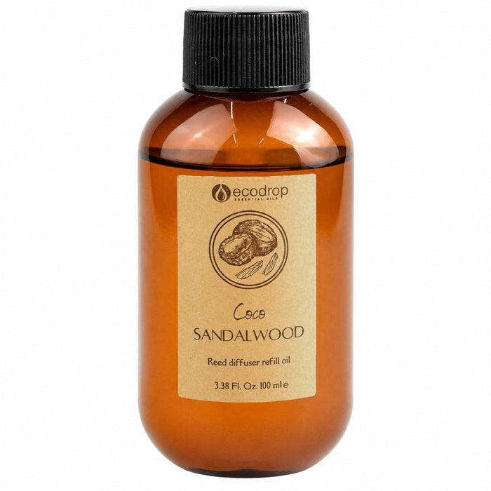 Coco Sandalwood reed diffuser refill oil bottle, 100ml
