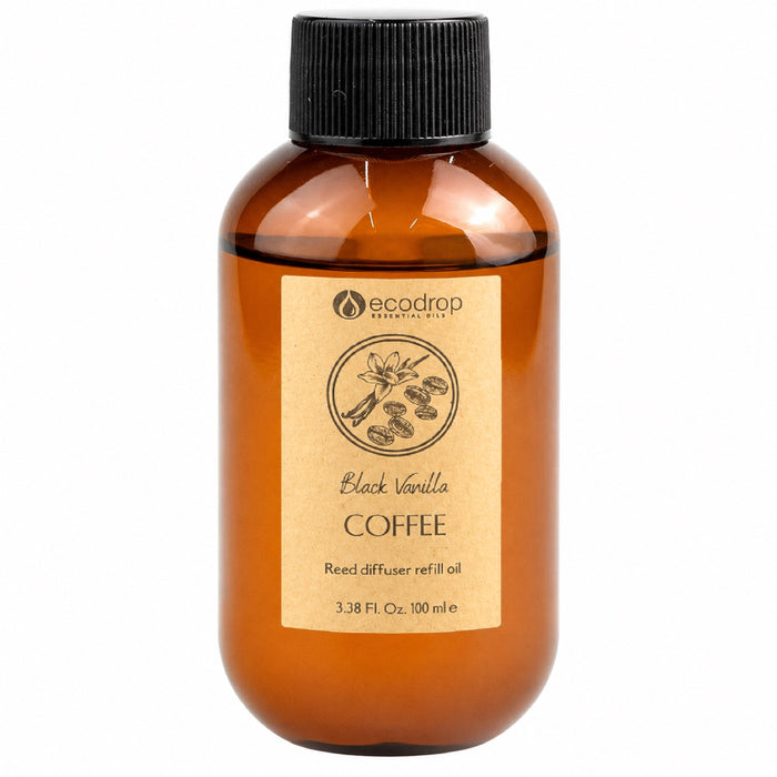 Black Vanilla Coffee reed diffuser refill oil bottle, 100ml