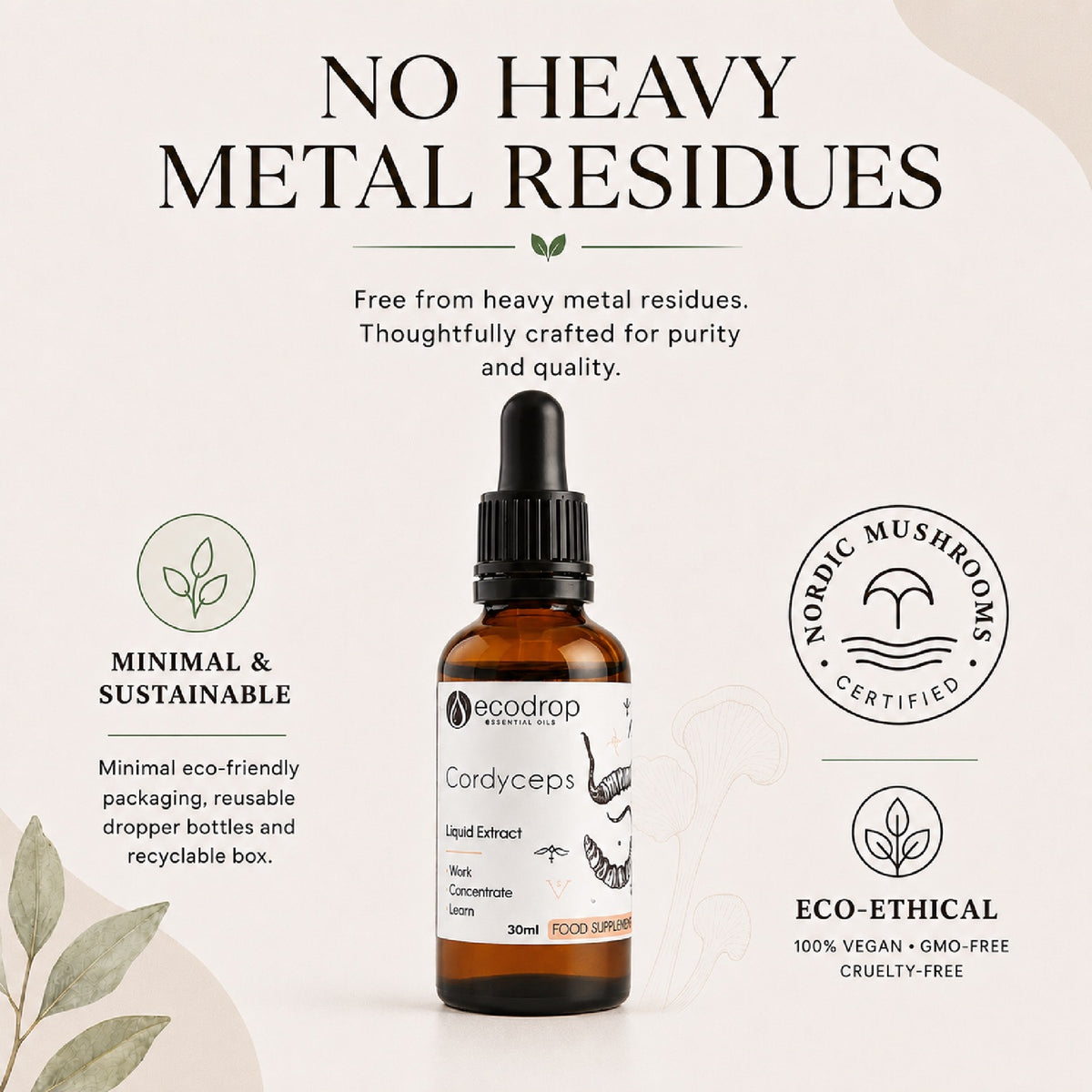 Cordyceps tincture tested for heavy metals