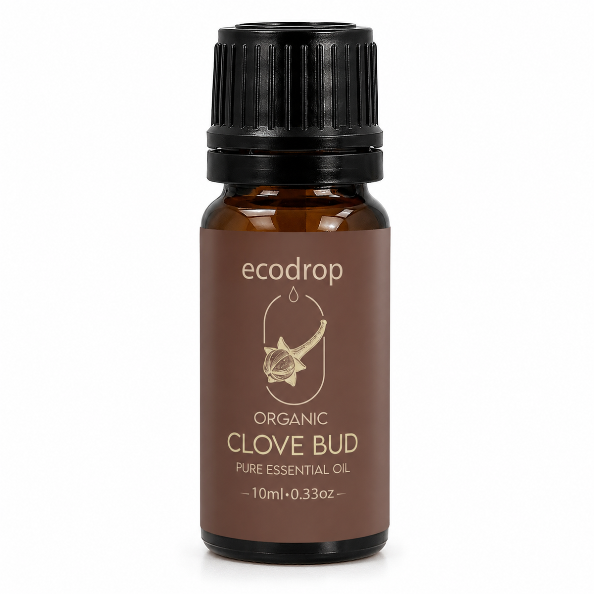 Ecodrop organic clove bud oil 10ml amber bottle, Syzygium aromaticum essential oil
