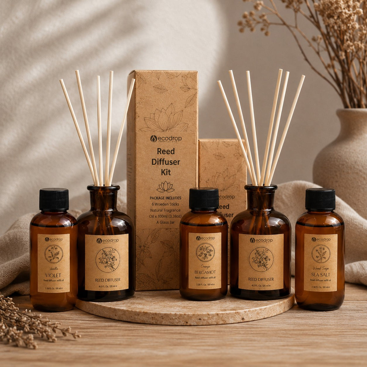 Ecodrop 100ml reed diffuser collection