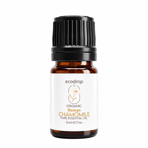 Ecodrop Roman Chamomile Essential Oil 5ml amber bottle on a white background