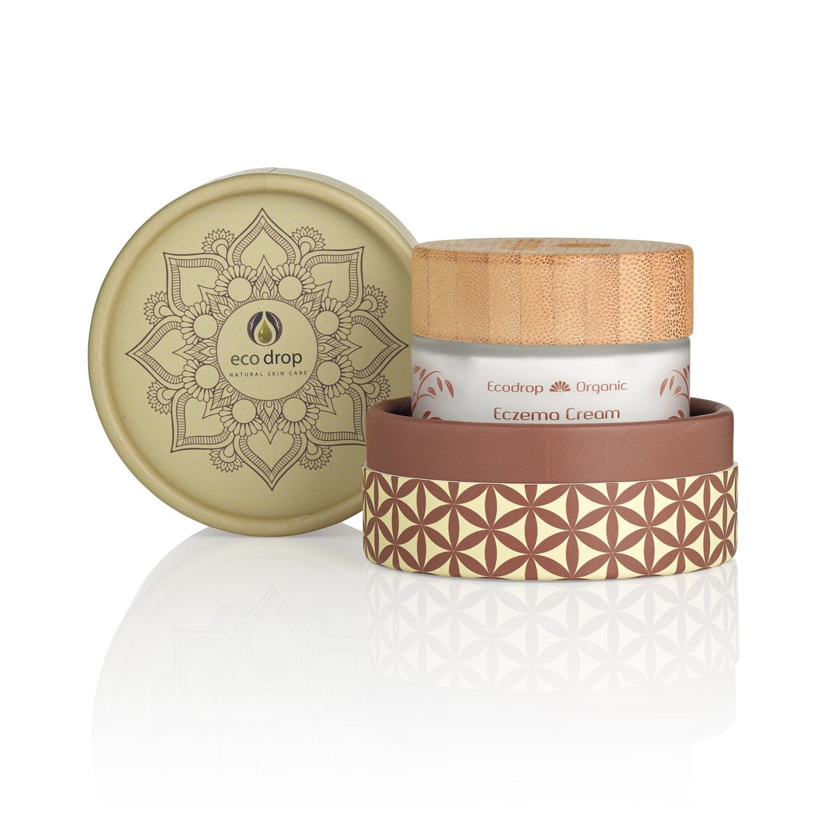 Ecodrop Comfort Cream for very dry, sensitive skin, 50ml glass jar with bamboo lid and box