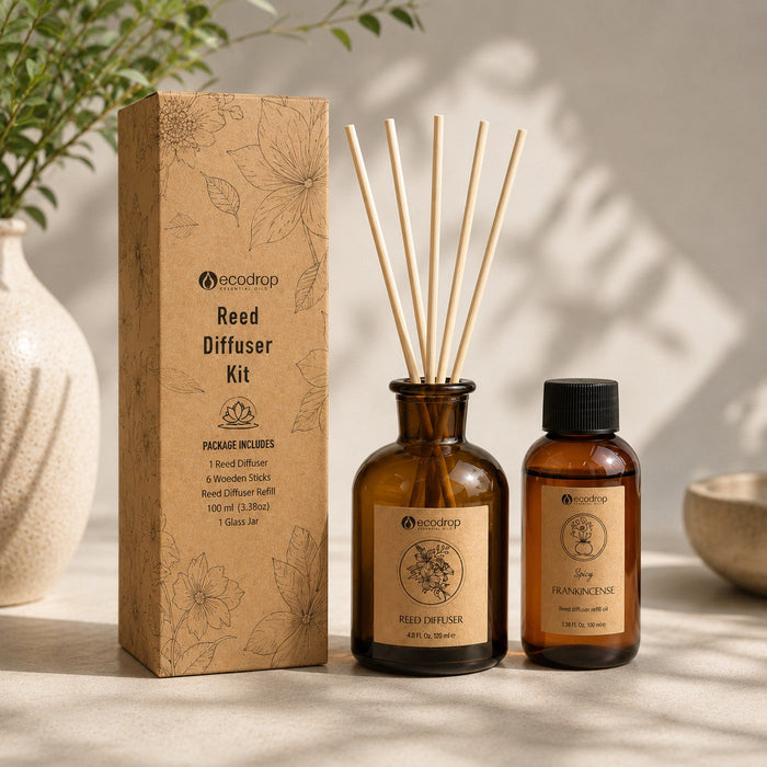 Spicy Frankincense Reed Diffuser kit contents