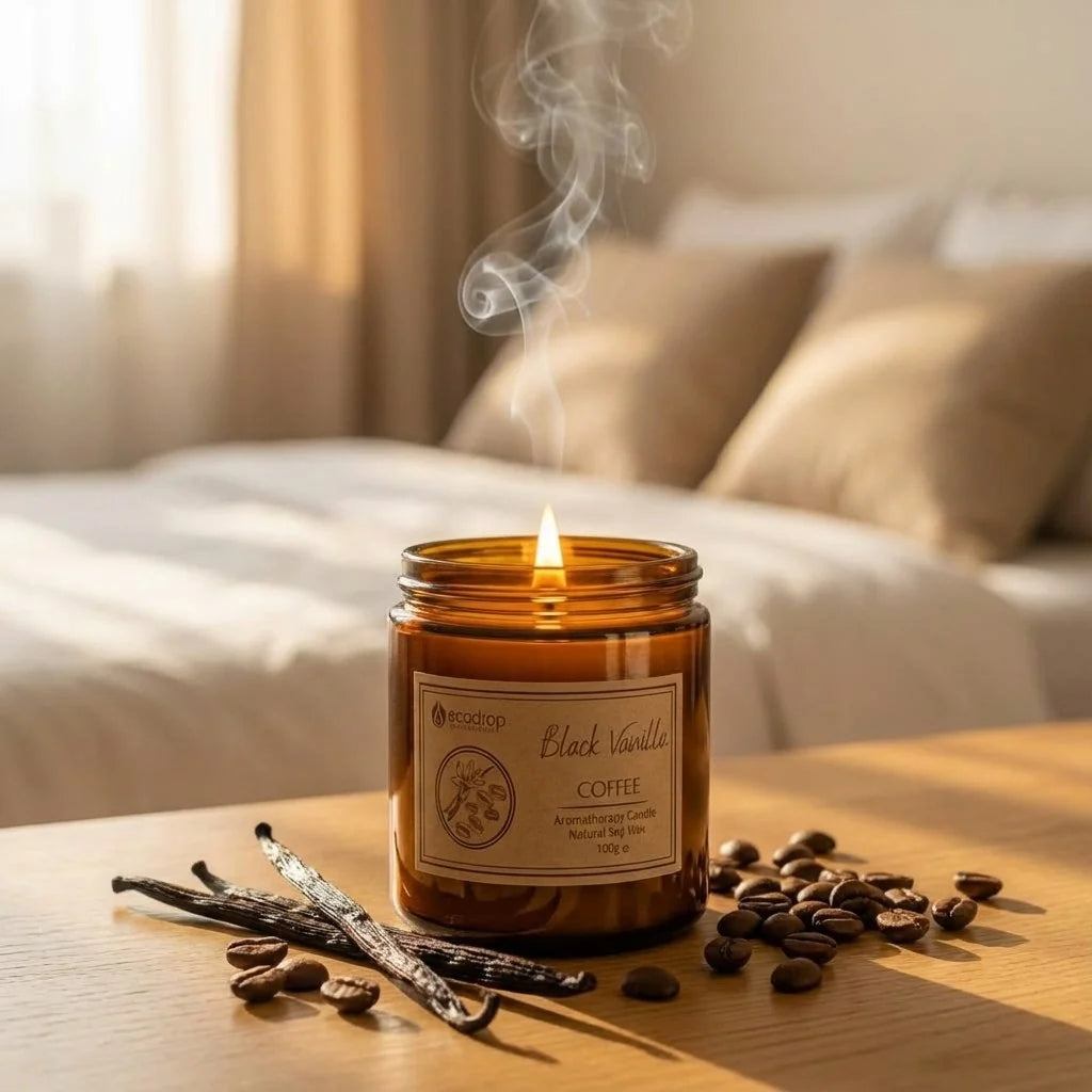 Ecodrop scented candle burning