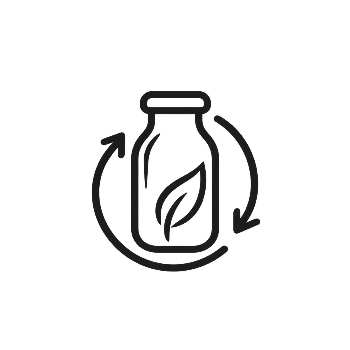Glass jar with recycle arrows icon
