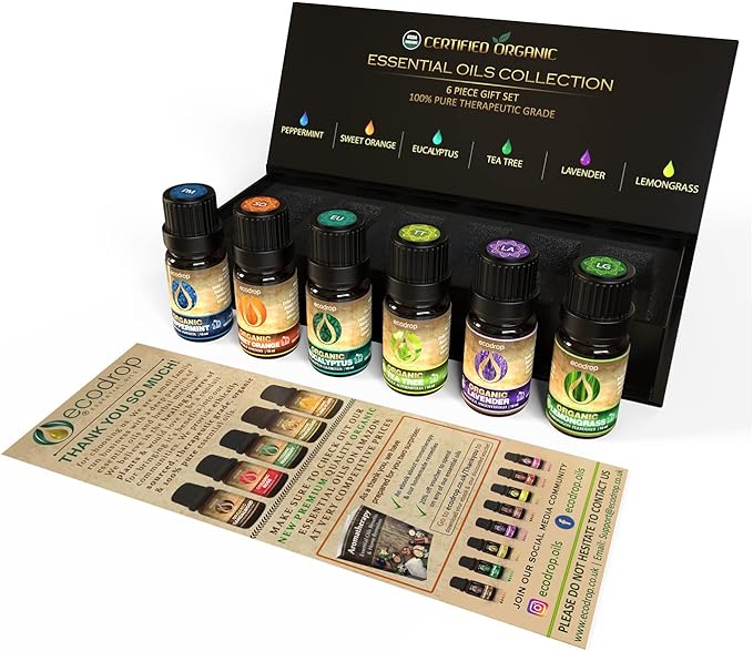 Organic Essential oil set, 6 x 10ml