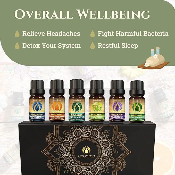 Organic Essential oil set, 6 x 10ml