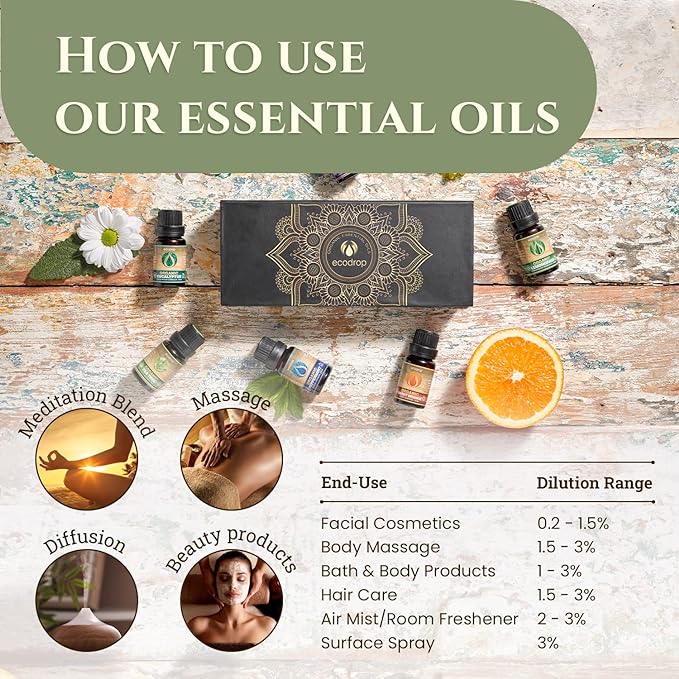 Organic Essential oil set, 6 x 10ml