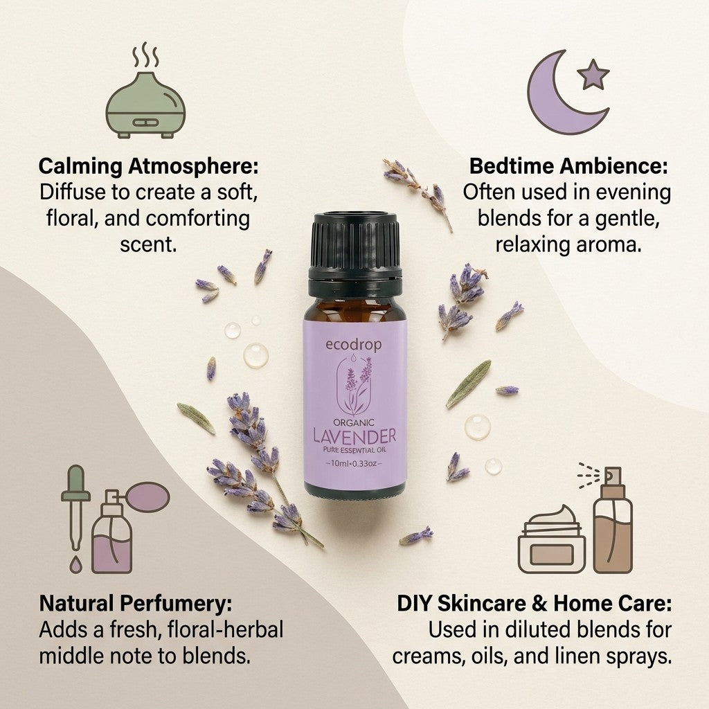 French Lavender - ways to use: calming atmosphere, bedtime, perfumery, DIY skincare