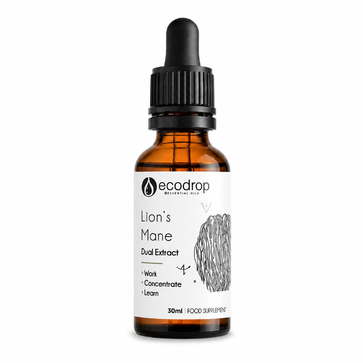 Nordic Lion's Mane Mushroom Dual Extract 30ml tincture bottle