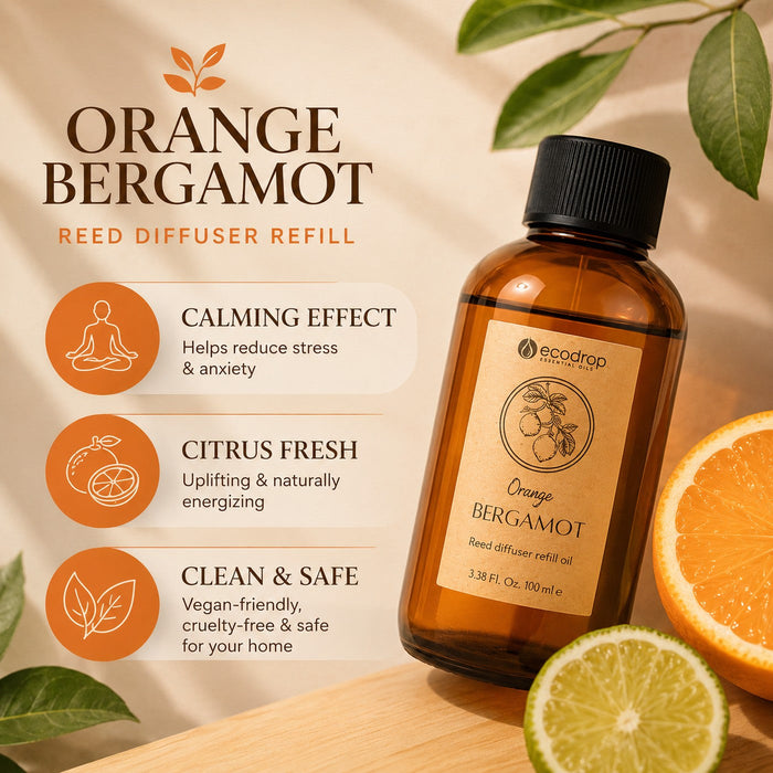 Orange Bergamot reed diffuser features