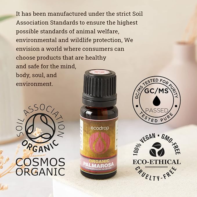 Organic Palmarosa Essential Oil, 10ml - ecodrop