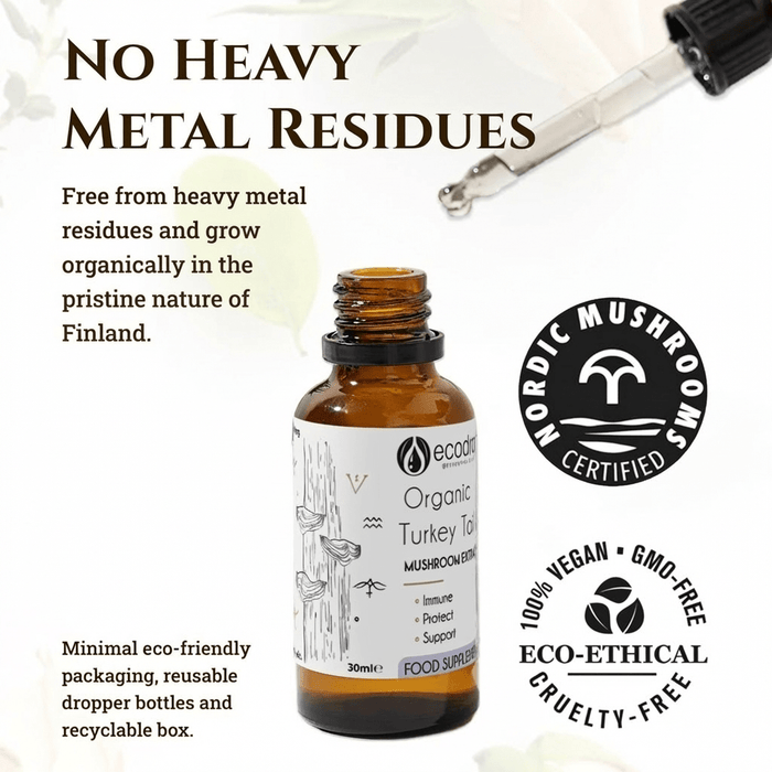 Organic Turkey Tail Mushroom For Dogs & Cats, Double Extract, No Heavy Metal Residues - ecodrop