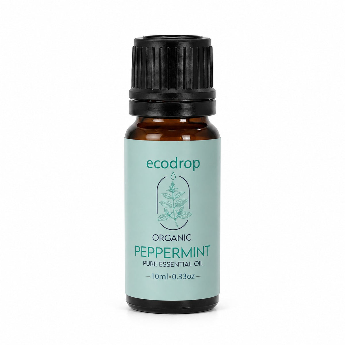 Organic peppermint essential oil 10ml amber bottle by Ecodrop, Mentha piperita