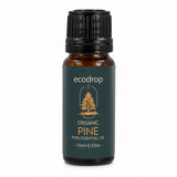 Ecodrop organic pine essential oil 10ml amber bottle on a white background
