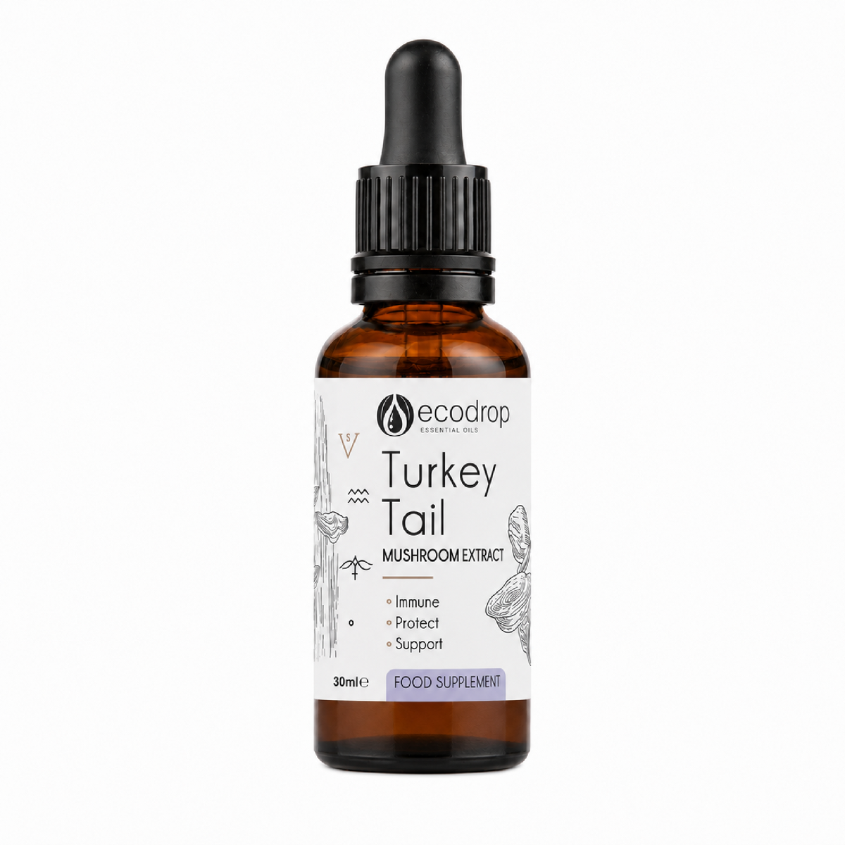 Nordic Turkey Tail Mushroom Dual Extract 30ml tincture bottle