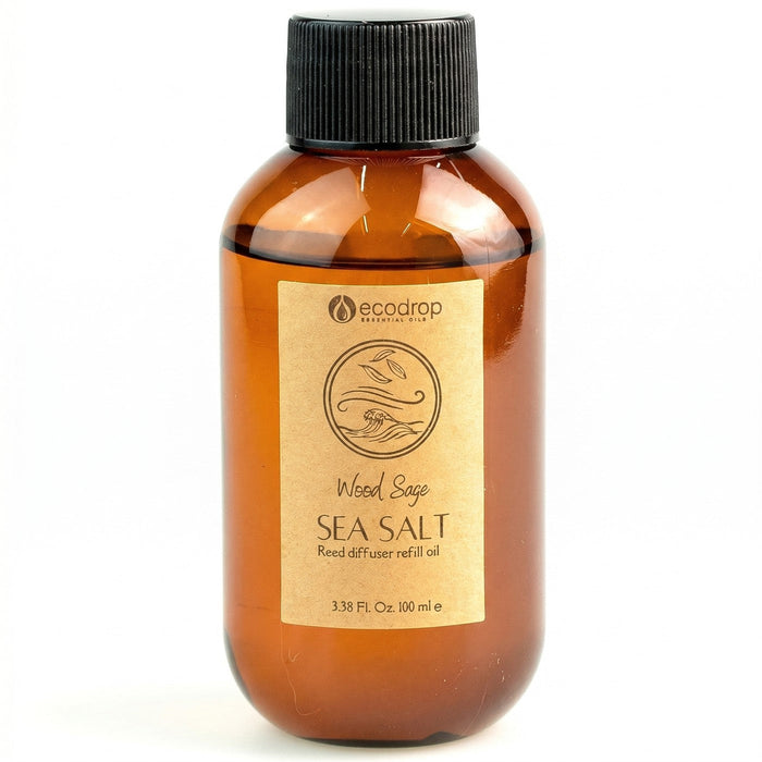 Wood Sage & Sea Salt reed diffuser refill - 100ml amber bottle