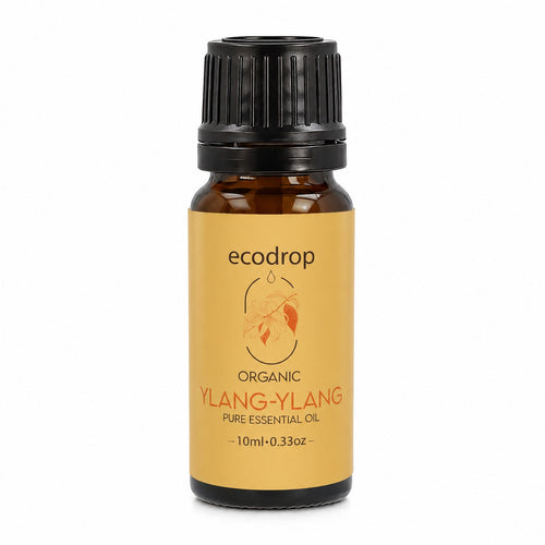 Organic Ylang Ylang Essential Oil 10ml amber dropper bottle with yellow ecodrop label