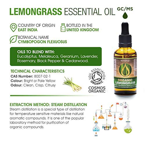 Organic Lemongrass Essential Oil, 50ml - ecodrop