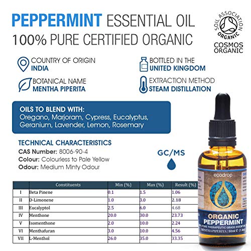 Organic Peppermint Essential Oil, 50ml - ecodrop
